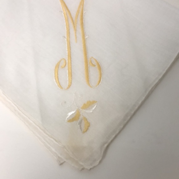 2 VTG Switzerland made Monogram “M” Delicate Handkerchiefs All Cotton - Picture 6 of 11